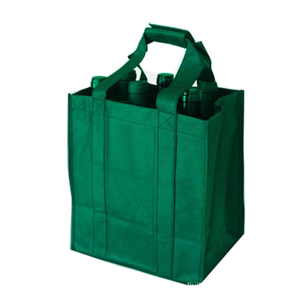 La bottiglia di vino non tessuta durevole del sacchetto della spesa di verde porta la certificazione ISO9001